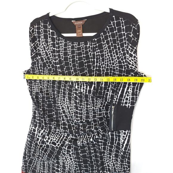 Multiples Tunic Top Ruched Side Zip Accent Women L Scoop Neck 3/4 Sleeve Black - Picture 7 of 11